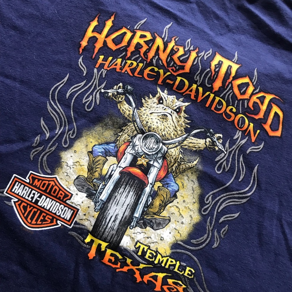 Harley-Davidson Blue and Orange Short Sleeve Tees